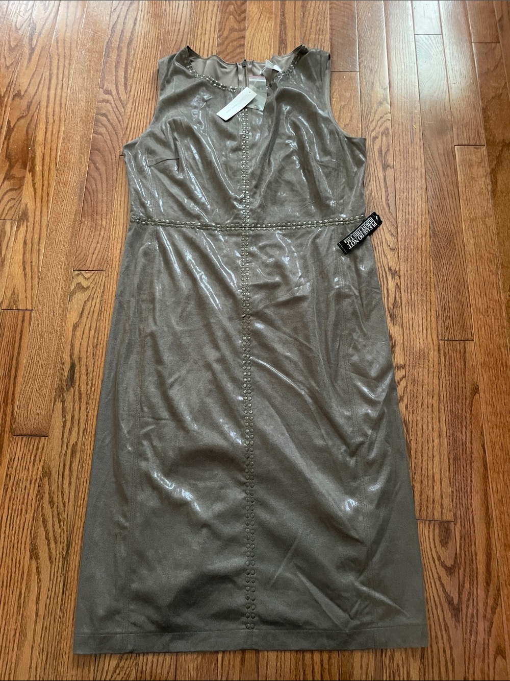 New York & Company Brown Faux Suede Leather Shift Dress Women’s Sz 12 NWT
